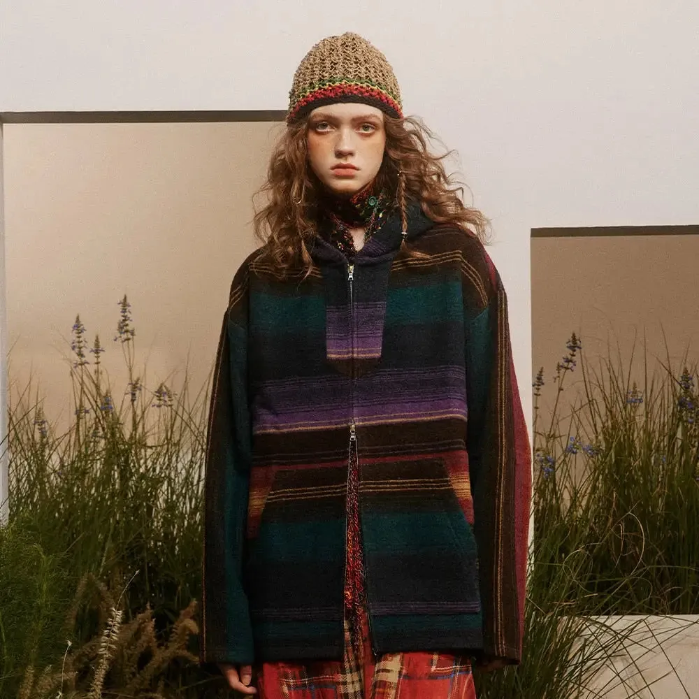 Y2K Retro Striped Hoodie for a Timeless Style Upgrade