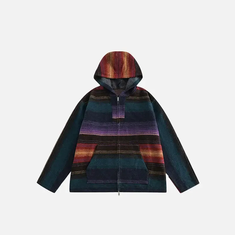 Y2K Retro Striped Hoodie for a Timeless Style Upgrade