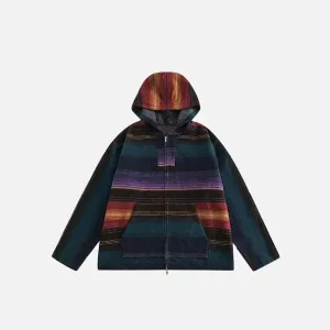 Y2K Retro Striped Hoodie for a Timeless Style Upgrade