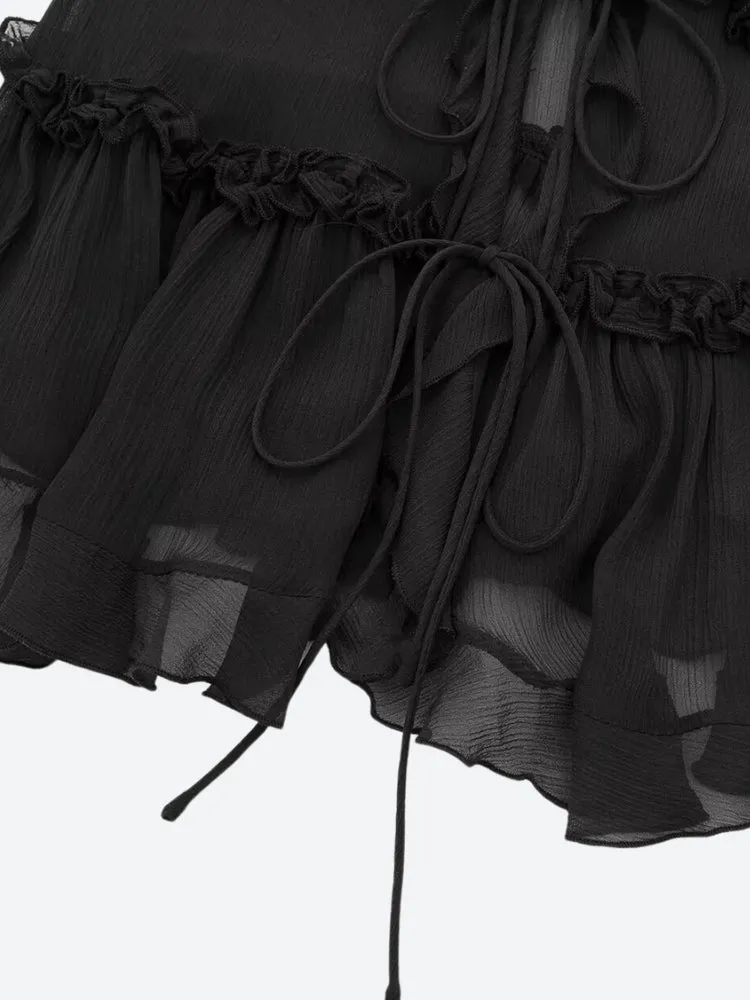 Y2K Sheer Open Front Top