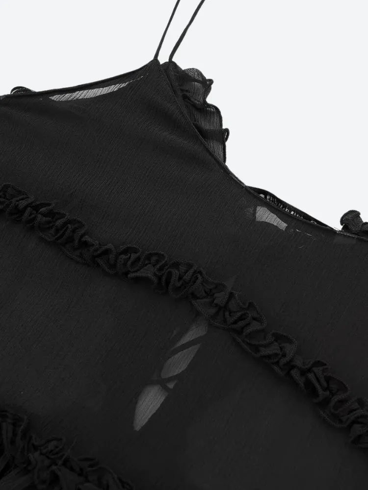 Y2K Sheer Open Front Top