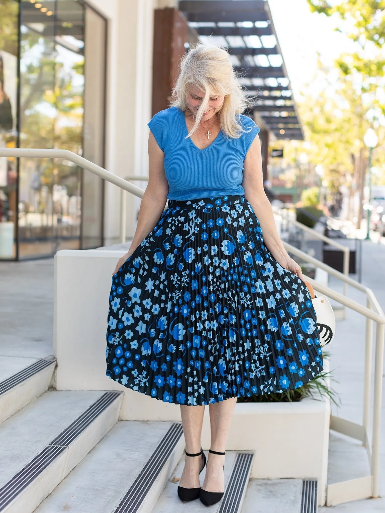 YVETTE pleated skirt Blossom Breeze Blue