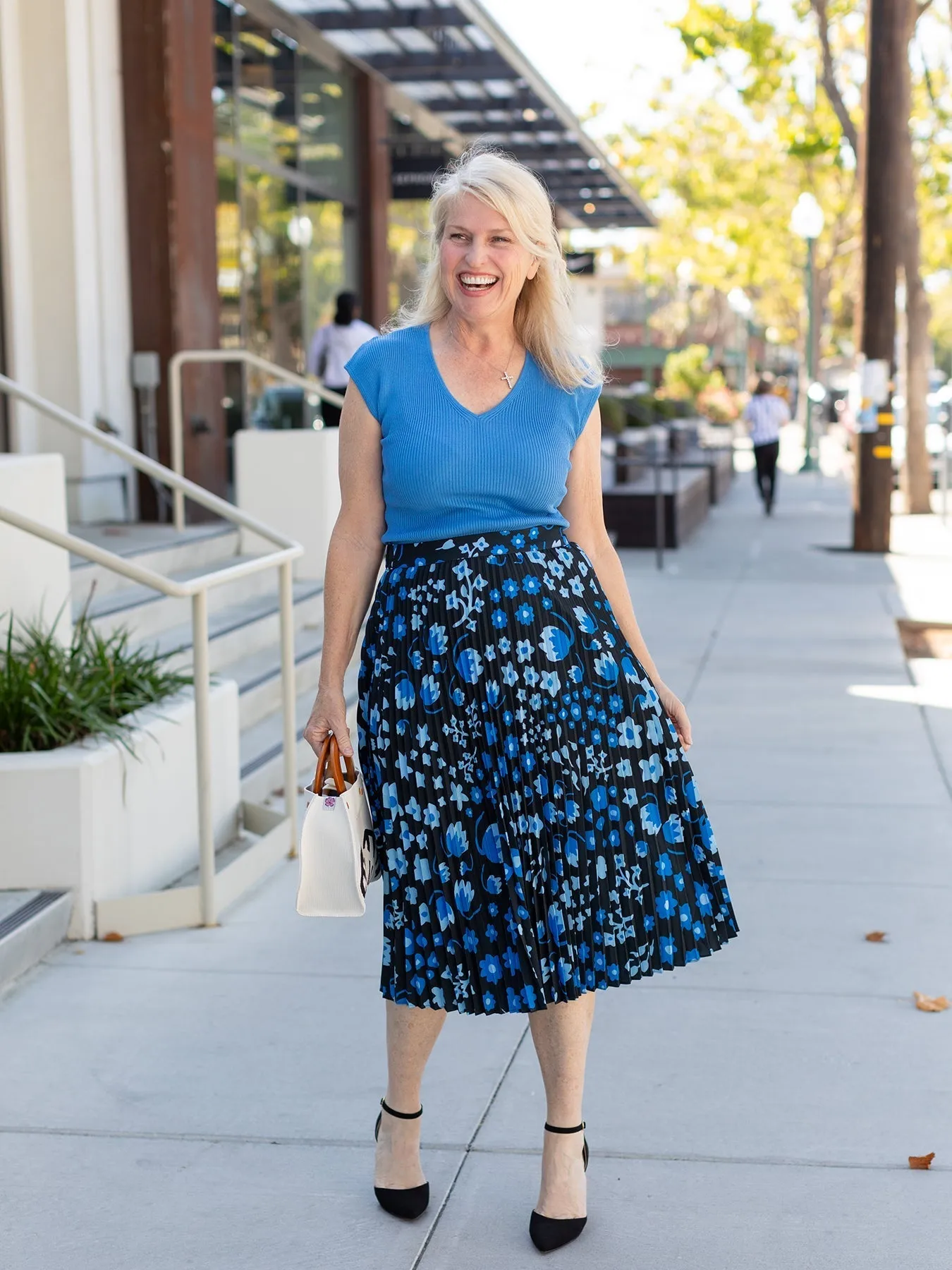 YVETTE pleated skirt Blossom Breeze Blue
