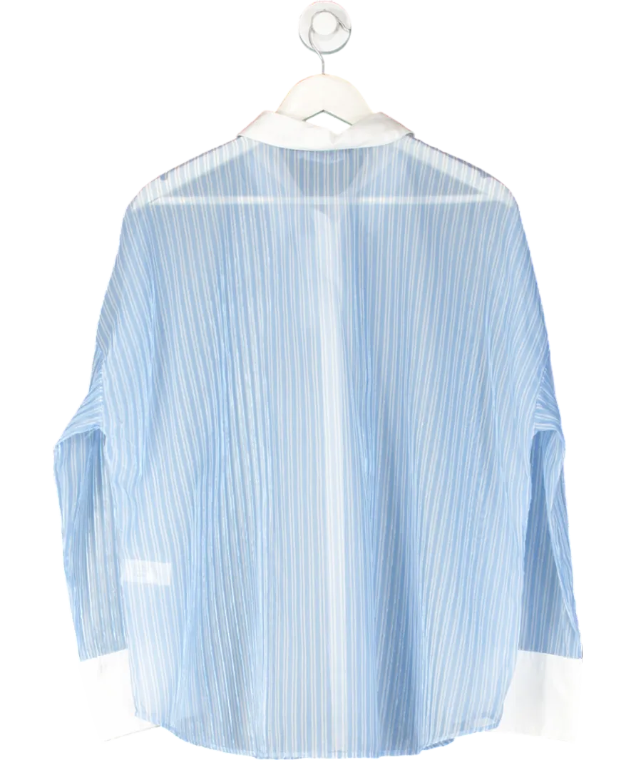 ZARA Blue Sheer Pinstripe Shirt UK XL
